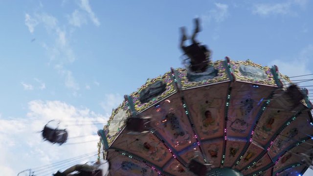 Tilt shot, of a giant Carusell in Germany 4k