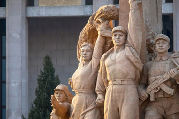 Monument's of people at Memorial Hall of Chairman Mao in Beijing, China