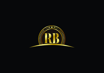 Elegant Golden RB Lettermark Emblem on Black Background for Business Branding and Identity
