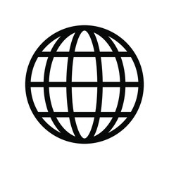 Planet icon globe , template logo simple isolated emblem illustration , outline solid background white