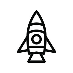 Rocket icon vector , template logo isolated emblem , illustration simple for business , outline solid background white