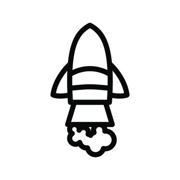 Rocket icon vector , template logo isolated emblem , illustration simple for business , outline solid background white