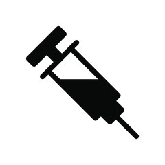 Syringe icon , medical template logo design isolated emblem illustration , outline solid background white