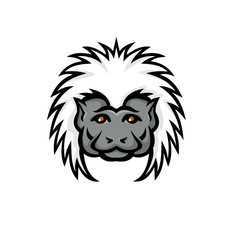 Mascot icon illustration of head of a cotton top tamarin monkey viewed from front on isolated background done in full color in retro style.