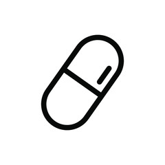 pil capsul icon , medical science logo template vector , emblem isolated illustration ,design  outline solid background white