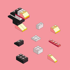 Blocks and elements to create funny figures.