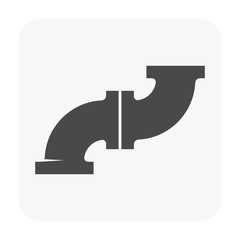 Pipe vector icon. Connection by flange fitting. Part for pipeline construction to transportation water, oil and gas. Also for water supply infrastructure, wastewater treatment, plumbing and irrigation