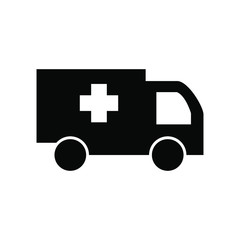 Obraz premium Ambulance icon glyph ,science doctor profesional , vector tempate design logo isolated emblem illustration , outline solid background white