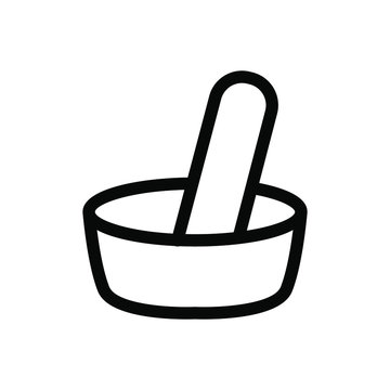recommend clip art: Pestle and mortar icon, template vector design emblem isolated , pharmacy logo illustration , outline solid background white