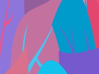 Beautiful of Colorful Art Blue, Pink and Purple Leaf, Abstract Modern Shape. Image for Background or Wallpaper