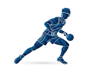 Naklejka premium Ping Pong player, Table tennis action cartoon graphic vector
