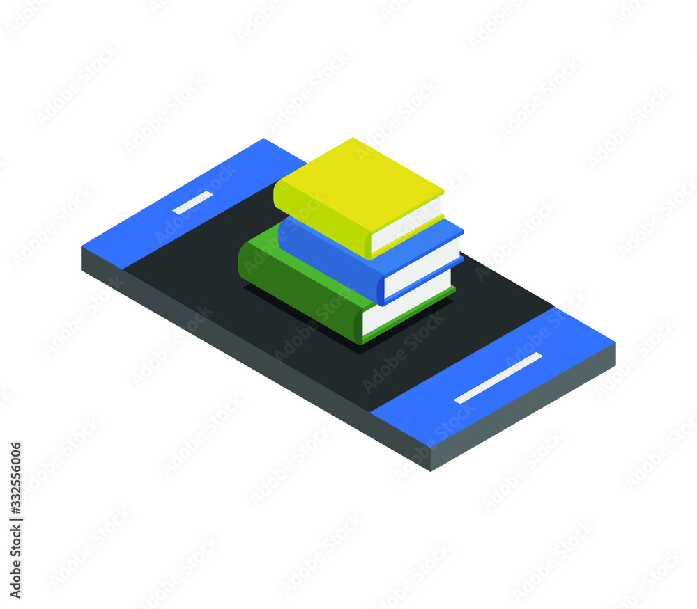 Sticker study on isometric smartphone