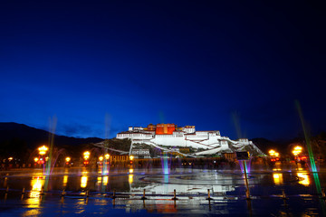 The potala palace at night