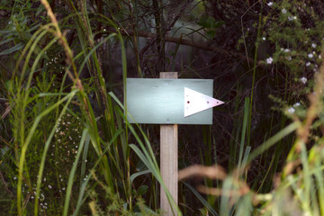 Sign indicating the route, danger, emergency, blank space for customising text or pictures