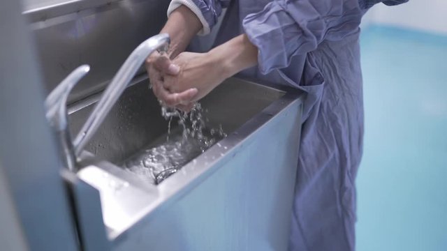 nurse washing her hands slow motion full hd