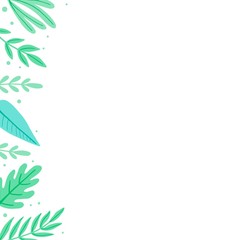 Tropical summer leaf frame for text border, greeting card, poster design. Exotic floral decoration of hawaii style. Vector illuatration of trendy style.