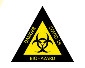 a sign with the biohazard sign and the words dangerous coronavirus on a white background