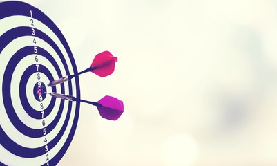 Arrow hitting in the target center of the bullseye