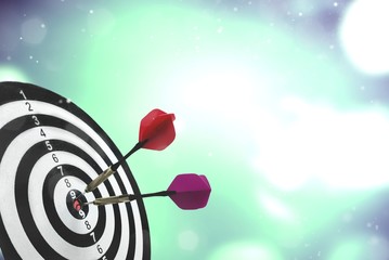 Arrow hitting in the target center of the bullseye