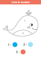 Coloring page for kids. Cute blue whale.
