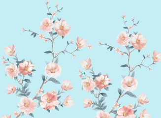Obraz na płótnie Canvas Computer drawn flower illustration.Flowers Watercolor illustration.Manual composition.Big Set watercolor elements