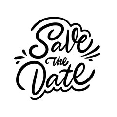 Save the date. Calligraphy holiday phrase. Black ink. Vector illustration. Isolated on white background.