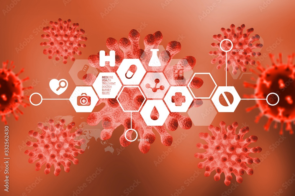 Canvas Prints Illustration of corona virus molecule on background