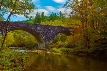Fototapeta na wymiar A Bridge At Foliage River