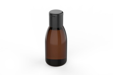 Plastic cosmetic bottle for mock up and branding. 3d render illustration.