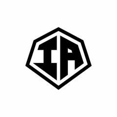 IA monogram logo with hexagon shape and line rounded style design template