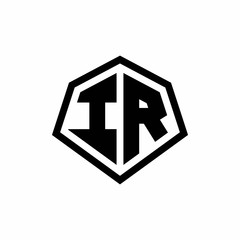 IR monogram logo with hexagon shape and line rounded style design template