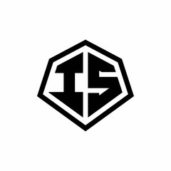 Obraz premium IS monogram logo with hexagon shape and line rounded style design template