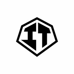 IT monogram logo with hexagon shape and line rounded style design template