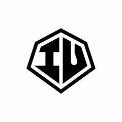 IU monogram logo with hexagon shape and line rounded style design template