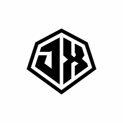 JX monogram logo with hexagon shape and line rounded style design template