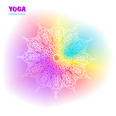 Mandala on gradient background. Round Ornament Pattern. Indian. Arabic, Islam ornament, Buddhism culture symbol