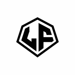 LF monogram logo with hexagon shape and line rounded style design template