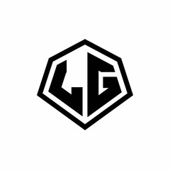 LG monogram logo with hexagon shape and line rounded style design template
