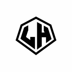 LH monogram logo with hexagon shape and line rounded style design template
