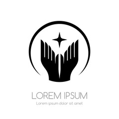 Wing logo. Vector emblem in simple style.