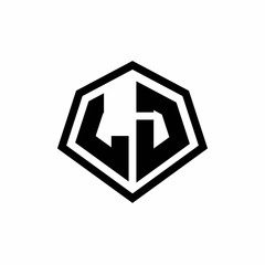 LJ monogram logo with hexagon shape and line rounded style design template