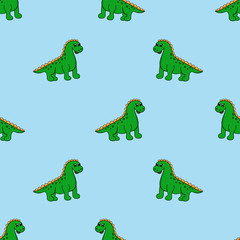 Seamless pattern with colorful dinosaur. Vector illustration.