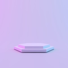 Holographic product display stand for marketting and advertising. 3d illustration.