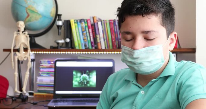 Home İsolation Concept  Epidemic Infection Covid-19 Distance Education At Home