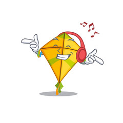 enjoying music kite in cartoon mascot design