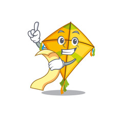 cartoon character of kite holding menu ready to serve