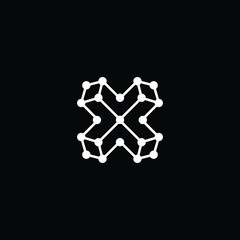 Minimal elegant monogram art logo. Outstanding professional trendy awesome artistic Technology X initial based Alphabet icon logo. Premium Business Technology logo White color on black background