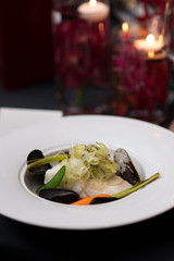 fish steak with vegetables