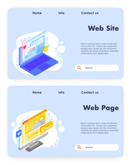 Web site development vector website landing page design template set
