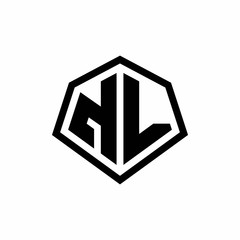 NL monogram logo with hexagon shape and line rounded style design template